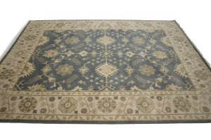 Blue-gray Floral 8X10 Oushak Chobi Oriental Rug