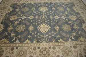 Blue-gray Floral 8X10 Oushak Chobi Oriental Rug