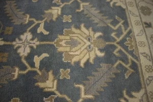 Blue-gray Floral 8X10 Oushak Chobi Oriental Rug