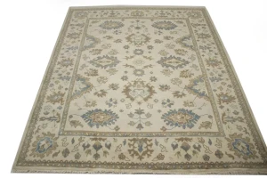 Cream Floral 8X10 Oushak Chobi Oriental Rug