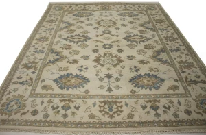 Cream Floral 8X10 Oushak Chobi Oriental Rug