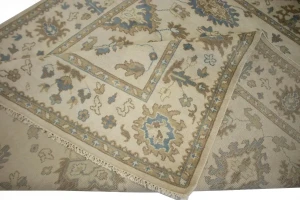 Cream Floral 8X10 Oushak Chobi Oriental Rug
