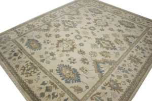 Cream Floral 8X10 Oushak Chobi Oriental Rug
