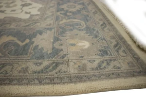 Cream Gray Floral 8X10 Oushak Chobi Oriental Rug