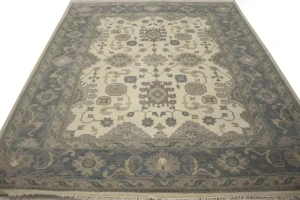 Cream Gray Floral 8X10 Oushak Chobi Oriental Rug