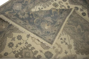 Cream Gray Floral 8X10 Oushak Chobi Oriental Rug