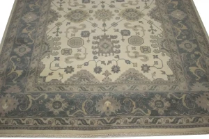 Cream Gray Floral 8X10 Oushak Chobi Oriental Rug