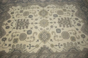 Cream Gray Floral 8X10 Oushak Chobi Oriental Rug