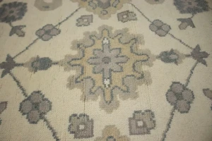 Cream Gray Floral 8X10 Oushak Chobi Oriental Rug