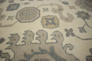 Cream Gray Floral 8X10 Oushak Chobi Oriental Rug