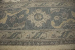 Cream Gray Floral 8X10 Oushak Chobi Oriental Rug