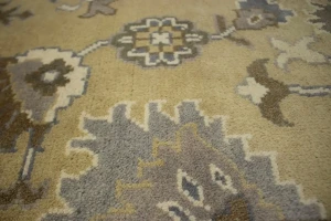 Golden Beige Floral 8X10 Oushak Chobi Oriental Rug