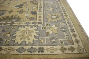 Golden Beige Floral 8X10 Oushak Chobi Oriental Rug
