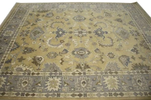 Golden Beige Floral 8X10 Oushak Chobi Oriental Rug
