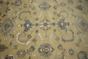 Golden Beige Floral 8X10 Oushak Chobi Oriental Rug