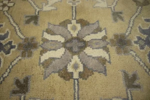 Golden Beige Floral 8X10 Oushak Chobi Oriental Rug