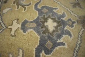 Golden Beige Floral 8X10 Oushak Chobi Oriental Rug