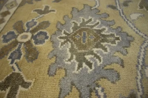 Golden Beige Floral 8X10 Oushak Chobi Oriental Rug