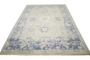 Beige Floral 7X10 Oushak Chobi Oriental Rug