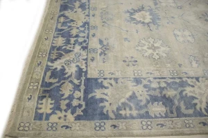 Beige Floral 7X10 Oushak Chobi Oriental Rug