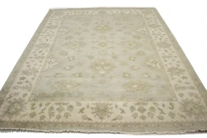 Light Gray Floral 8X10 Oushak Chobi Oriental Rug