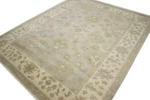 Light Gray Floral 8X10 Oushak Chobi Oriental Rug