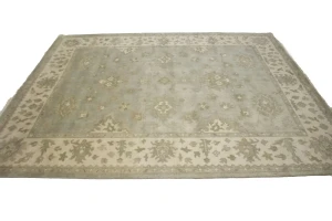 Light Gray Floral 8X10 Oushak Chobi Oriental Rug