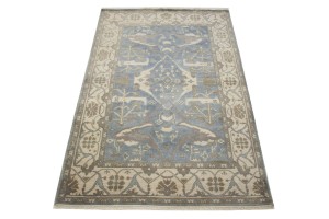 Blue Floral 5X8 Oushak Oriental Rug