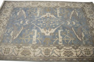 Blue Floral 5X8 Oushak Oriental Rug