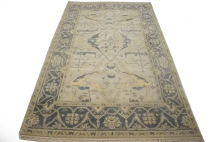 Beige Floral 5X8 Oushak Oriental Rug