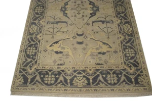 Beige Floral 5X8 Oushak Oriental Rug