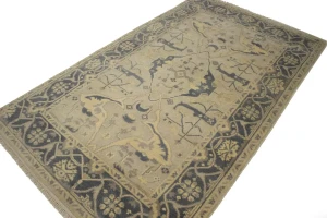 Beige Floral 5X8 Oushak Oriental Rug