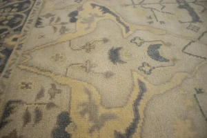 Beige Floral 5X8 Oushak Oriental Rug