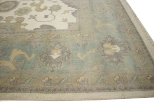 Cream Green Floral 9X12 Oushak Chobi Oriental Rug