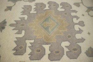 Cream Green Floral 9X12 Oushak Chobi Oriental Rug