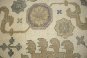 Cream Green Floral 9X12 Oushak Chobi Oriental Rug
