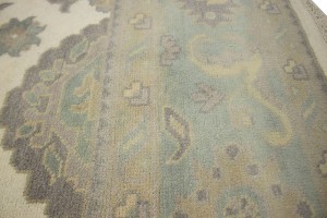 Cream Green Floral 9X12 Oushak Chobi Oriental Rug