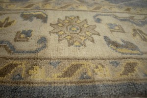 Gray Floral 6X9 Oushak Chobi Oriental Rug
