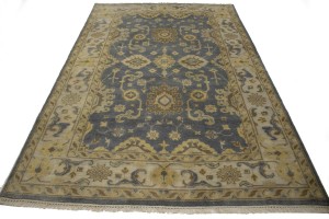 Gray Floral 6X9 Oushak Chobi Oriental Rug