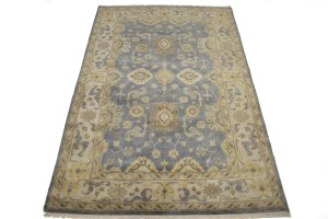 Gray Floral 6X9 Oushak Chobi Oriental Rug