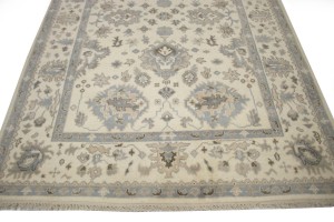 Muted Cream Floral 6X9 Oushak Chobi Oriental Rug