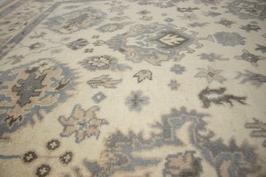 Muted Cream Floral 6X9 Oushak Chobi Oriental Rug