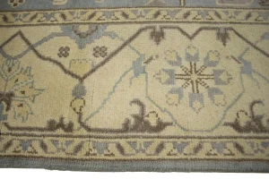 Muted Gray Floral 9X12 Traditional Oushak Oriental Rug