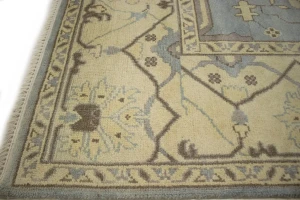 Muted Gray Floral 9X12 Traditional Oushak Oriental Rug
