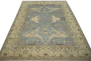 Muted Gray Floral 9X12 Traditional Oushak Oriental Rug
