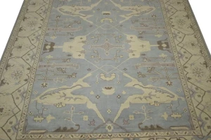 Muted Gray Floral 9X12 Traditional Oushak Oriental Rug