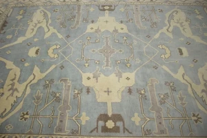 Muted Gray Floral 9X12 Traditional Oushak Oriental Rug