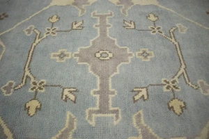 Muted Gray Floral 9X12 Traditional Oushak Oriental Rug
