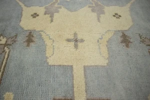 Muted Gray Floral 9X12 Traditional Oushak Oriental Rug