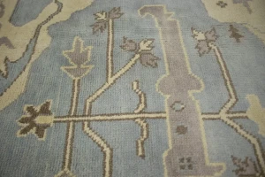 Muted Gray Floral 9X12 Traditional Oushak Oriental Rug
